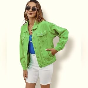 Tudor Court Green Denim Trucker Jacket Solid Color Jean Jacket Size XL NWOT